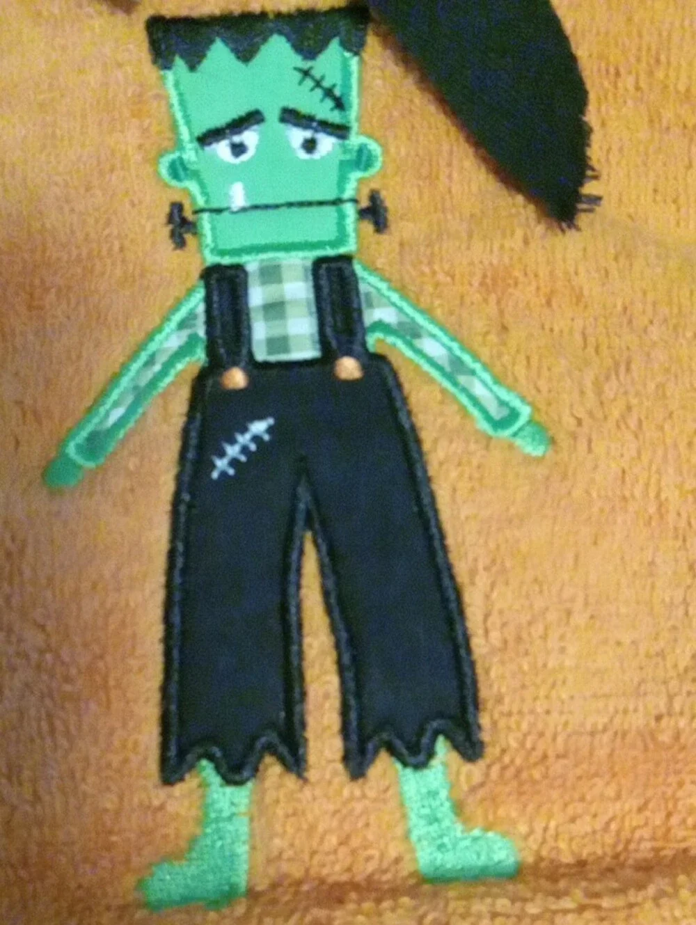 Saba Orange and Green Halloween Frankenstein Hand Towel Set